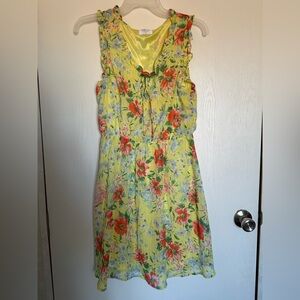 Sienna Sky Yellow Dress with Red Floral Accents